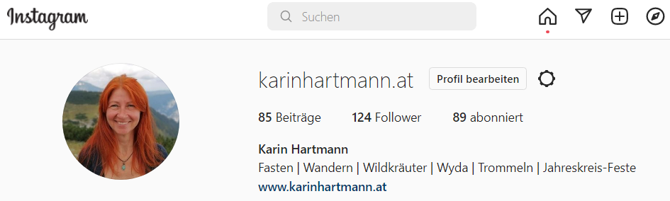Screenshot, Instagram-Profil von Karin Hartmann