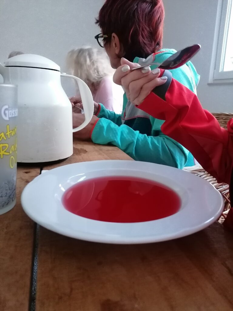 Suppenteller mit roter Suppe