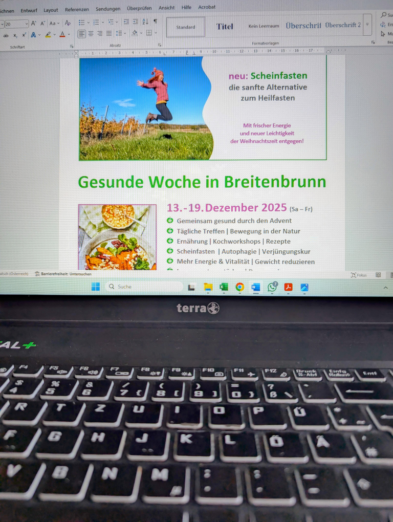 PC Bildschirm mit Poster "Gesunde Woche in Breitenbrunn Dez.2025"