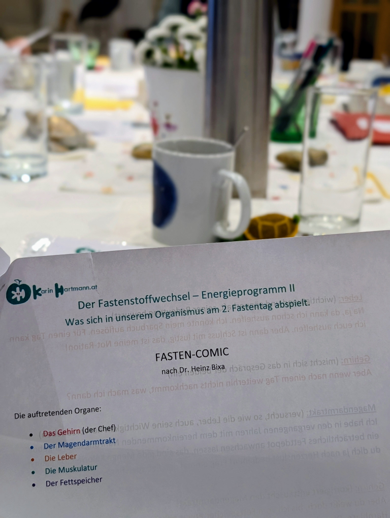 Foto von einem Handout "Fasten-Comic"