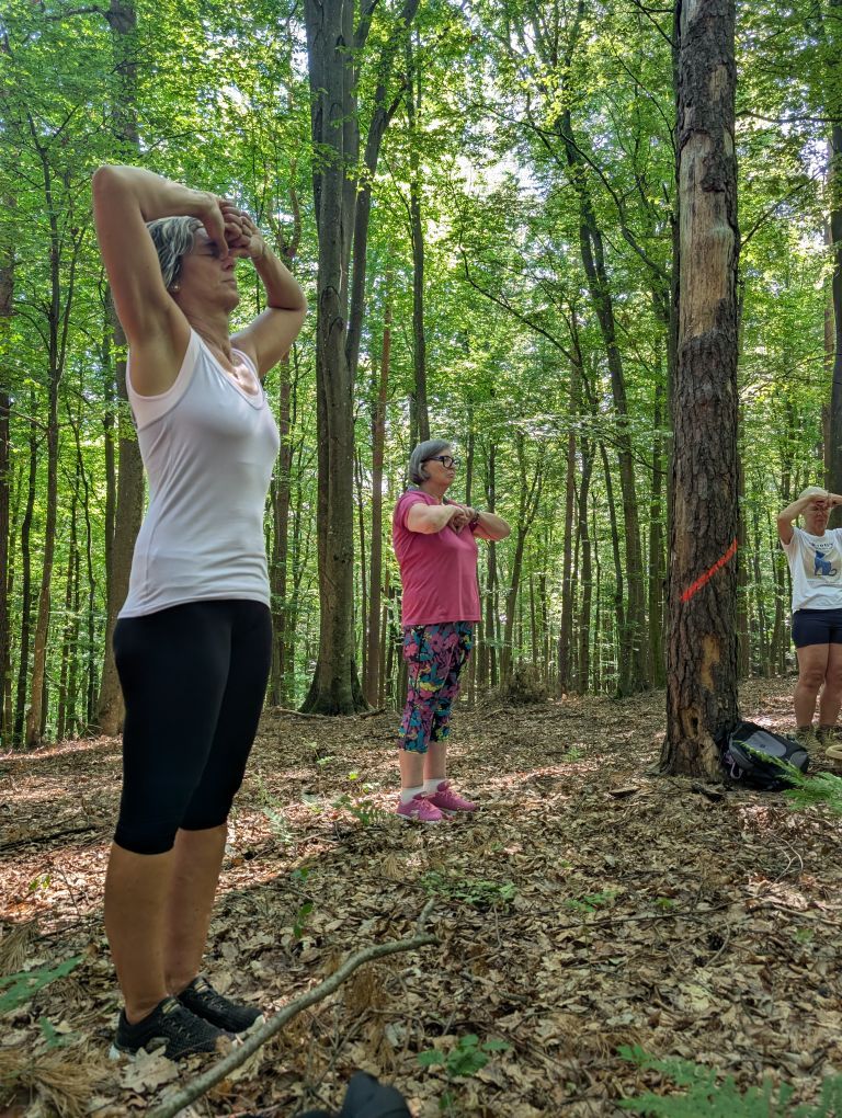 Die Gruppe beim Wyda im Wald.