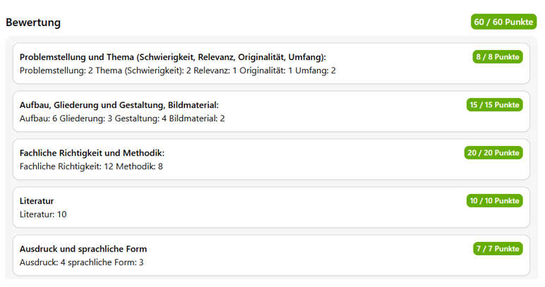 Beurteilung 60/60 Punkte